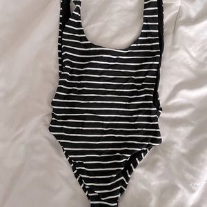 Black Bathing suit with white stripes from aerie